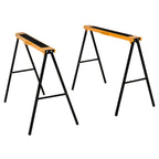HOMCOM Set of 2 Folding Sawhorses Non-Slip Wood Log Stand Orange