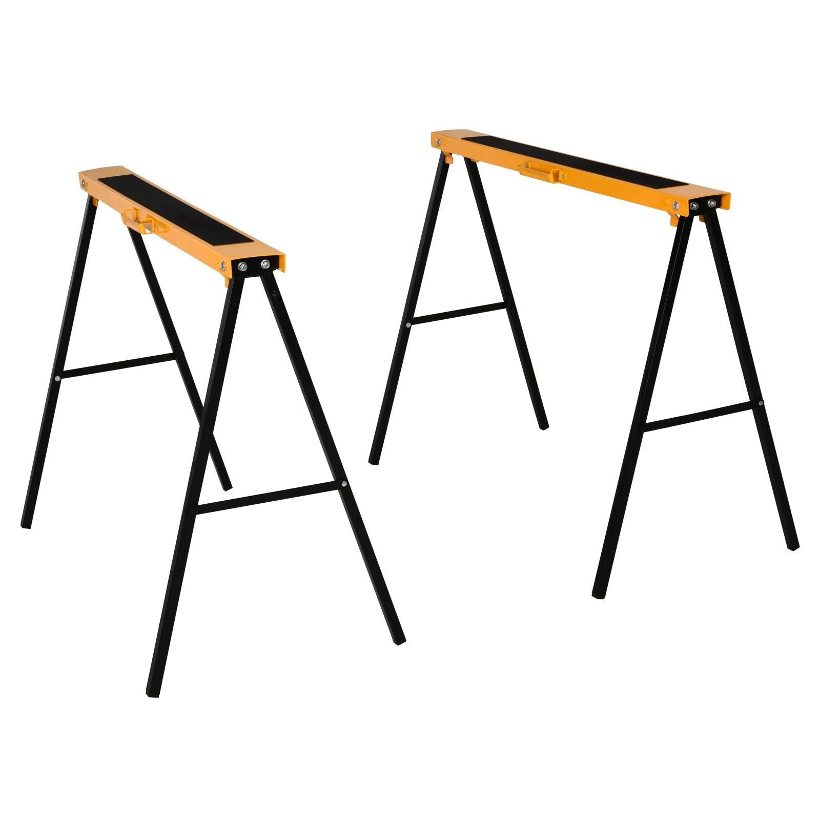HOMCOM Set of 2 Folding Sawhorses Non-Slip Wood Log Stand Orange