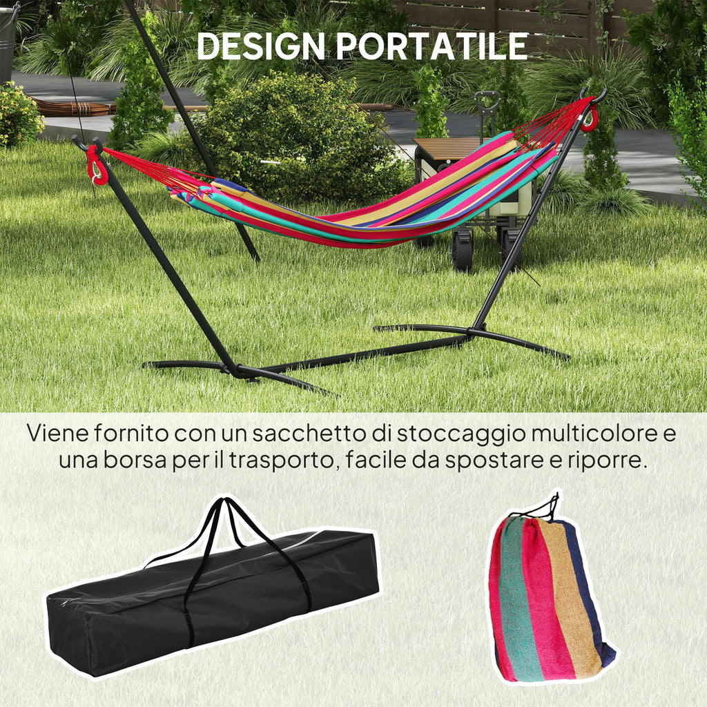 Outsunny Freestanding Hammock with Stand, Adjustable Height and Carry Bag, 310x117x105 cm, Red