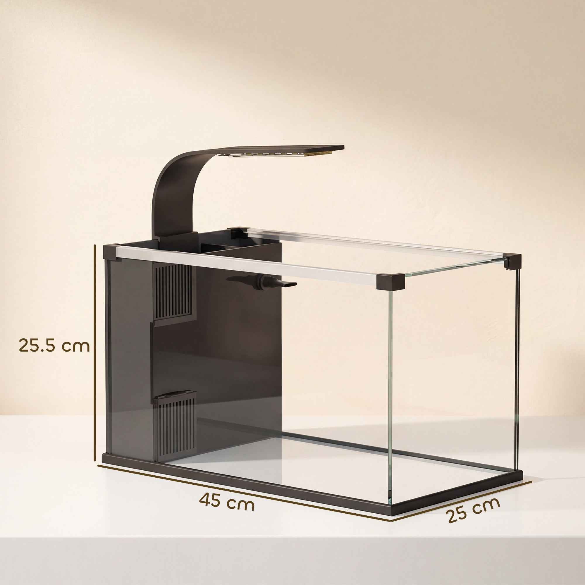 PawHut Aquarium, 24L Tempered Glass with Filter, LED Light and Water Pump