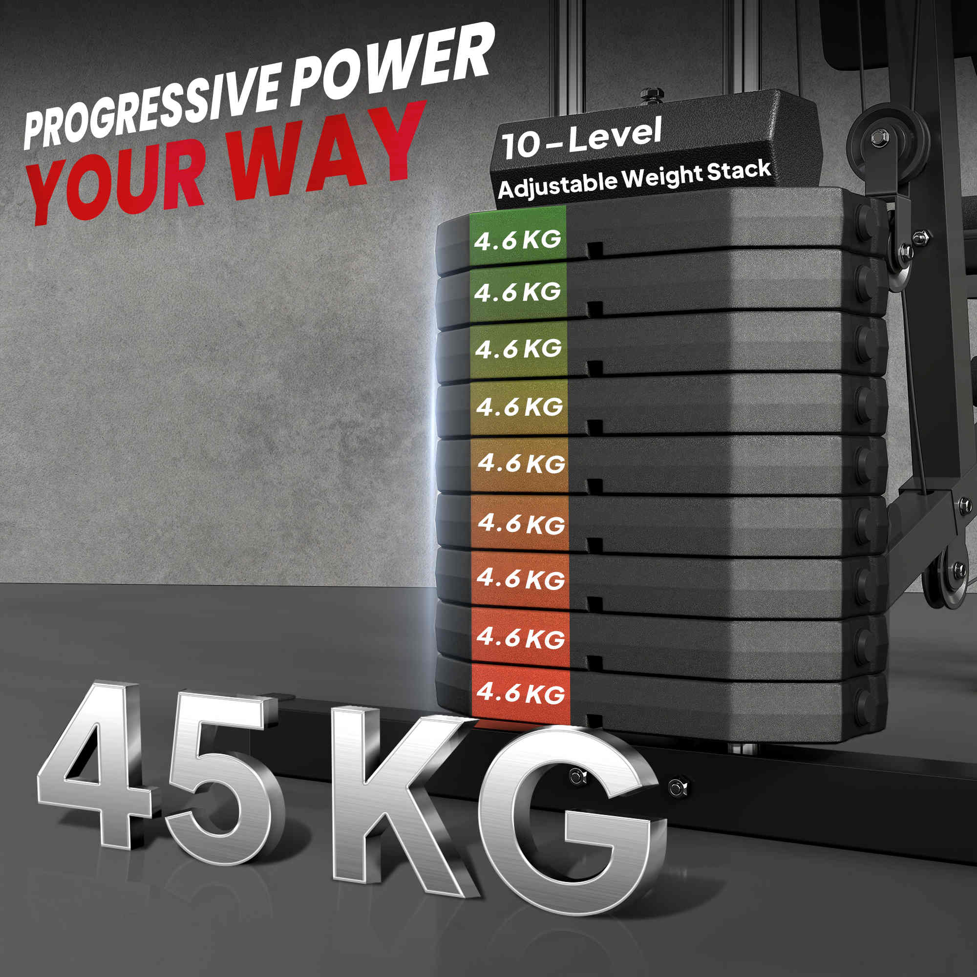 Multifunctional Fitness Station for Home and Professional Training in Steel, 148x108x207 cm, Black