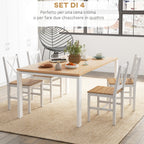 HOMCOM Set of 4 Kitchen and Living Room Chairs with Cross Backrest, in Pine Wood, 41x46.5x86 cm - Borgè