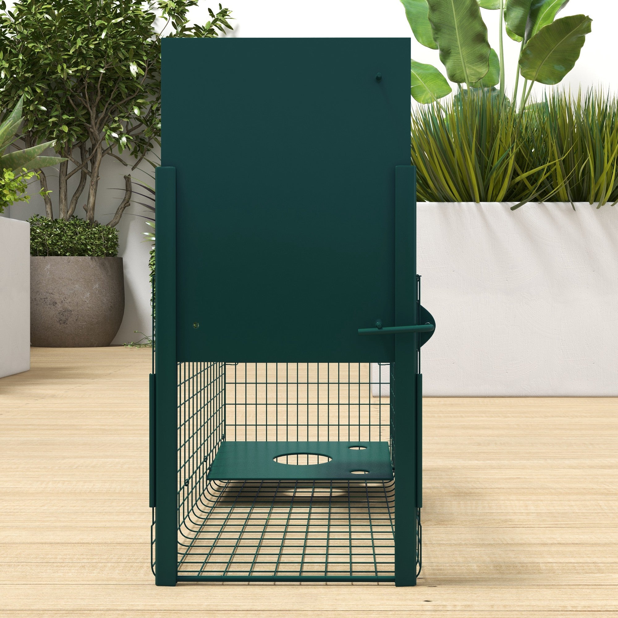 Small Animal Cage Trap with One Door and Handle, 80x25x30 cm, Dark Green