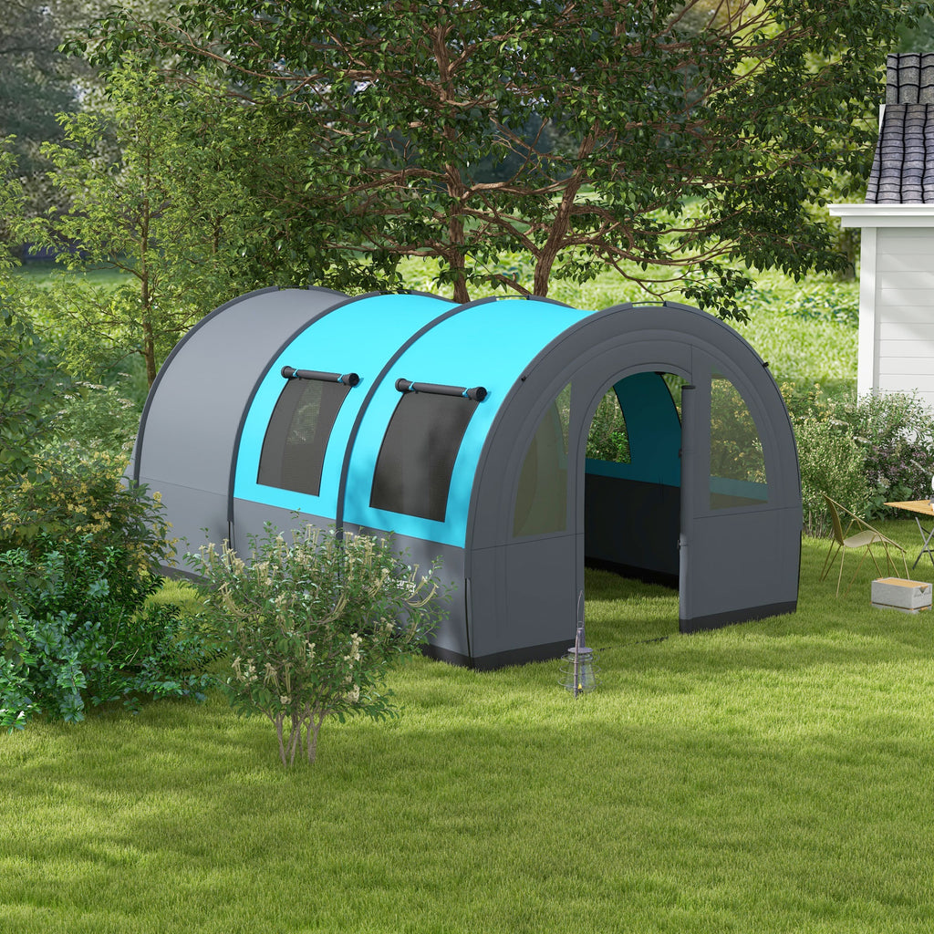 Outsunny Waterproof 5-Person Camping Tent with Night and Day Area, in Polyester, 480x260x200 cm, Gray and Blue - Borgè