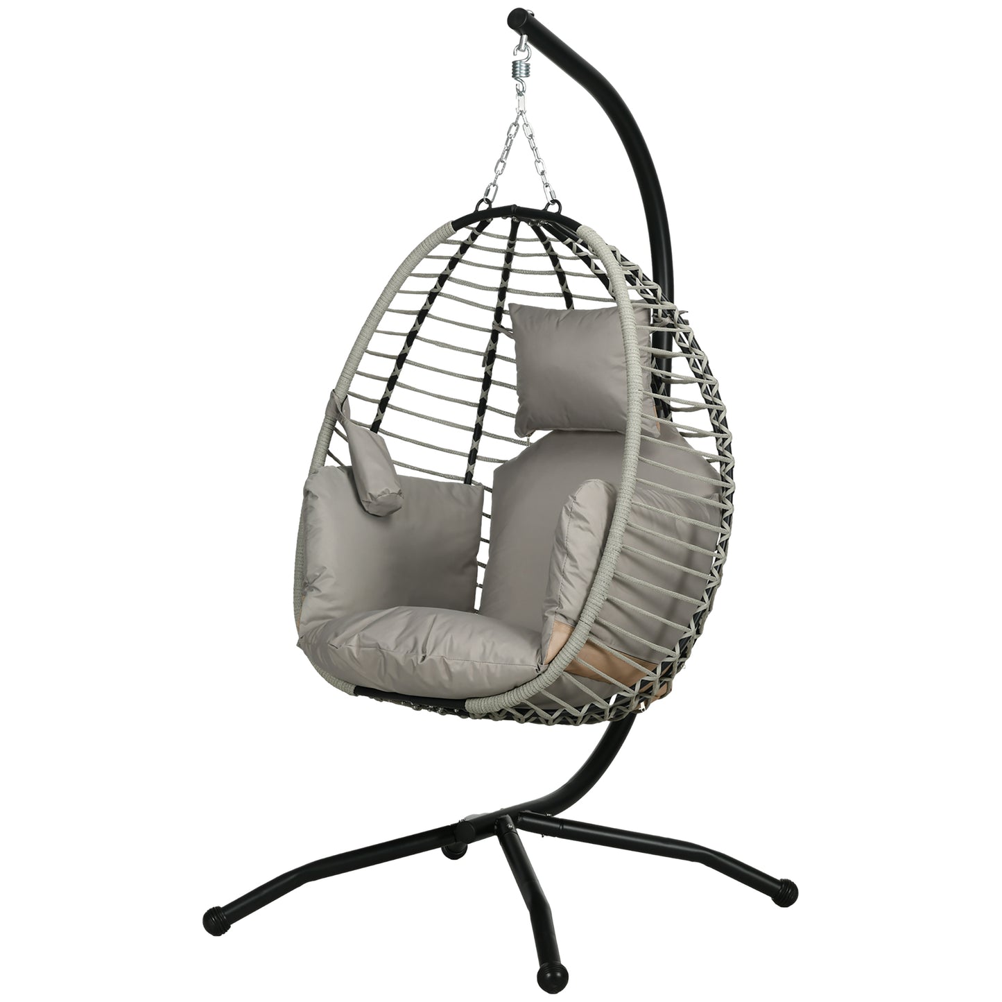 Rohan | Hanging Chair suspended with padded pillow, folding seat and steel and rope structure - Borgè