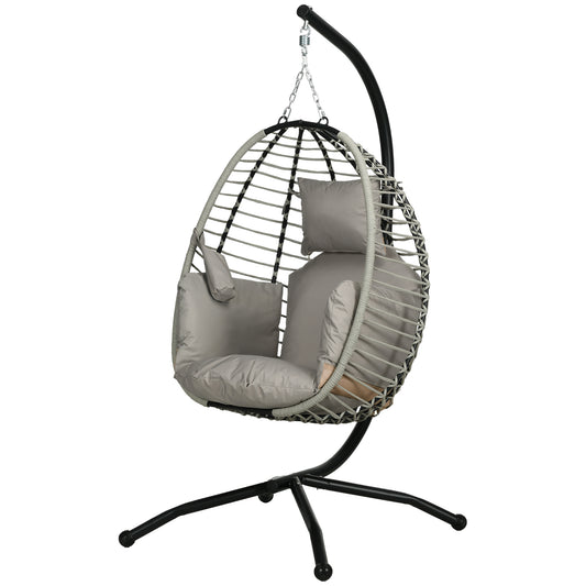 Rohan | Hanging Chair suspended with padded pillow, folding seat and steel and rope structure