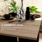 LEAF - Foldable Console Table for 4-6 people with Wheels and Shelves, 140x75x74cm, Oak and Black