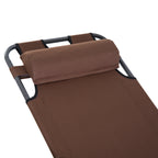 Folding and Collapsible Garden Lounger in Oxford Fabric, 135x60x89cm - Brown