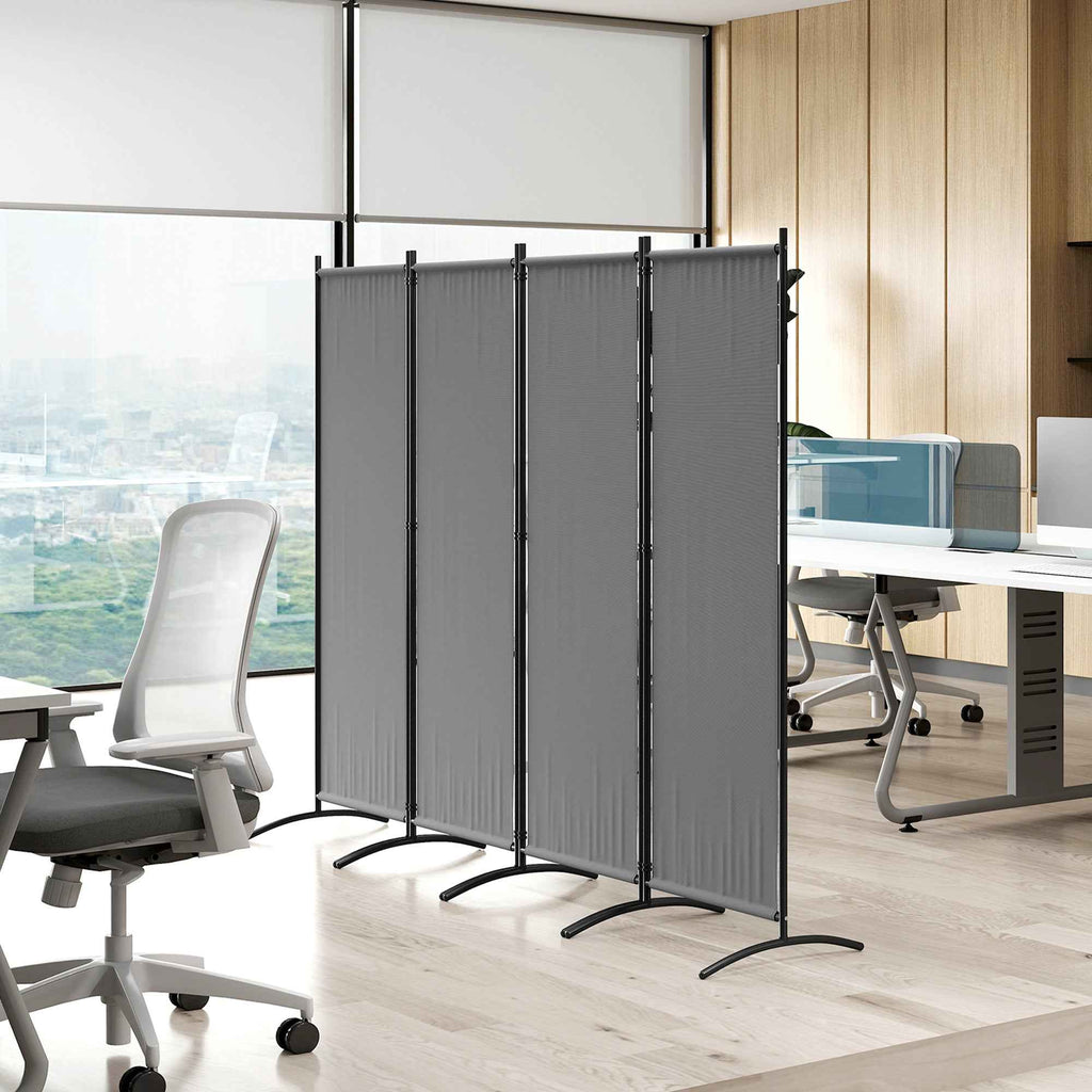 Outsunny 4-Panel Folding Indoor and Outdoor Room Divider, 221 x 50 x 172 cm, Dark Grey