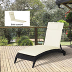 Garden Sun Lounger Cushion 198x53x5cm Cream White