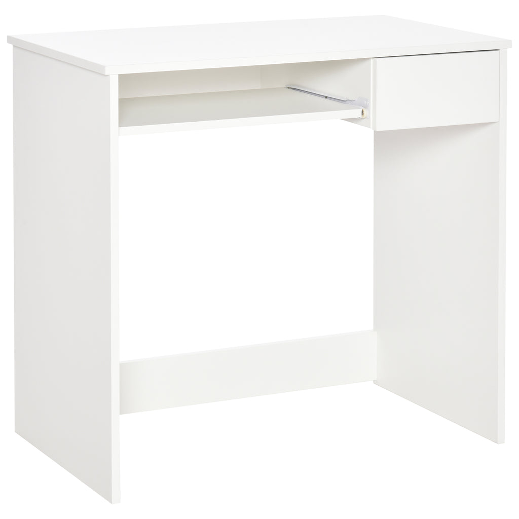 HOMCOM Office Desk, 80x45x75 cm Space-Saving Desk with Keyboard Tray, Document Drawer, White