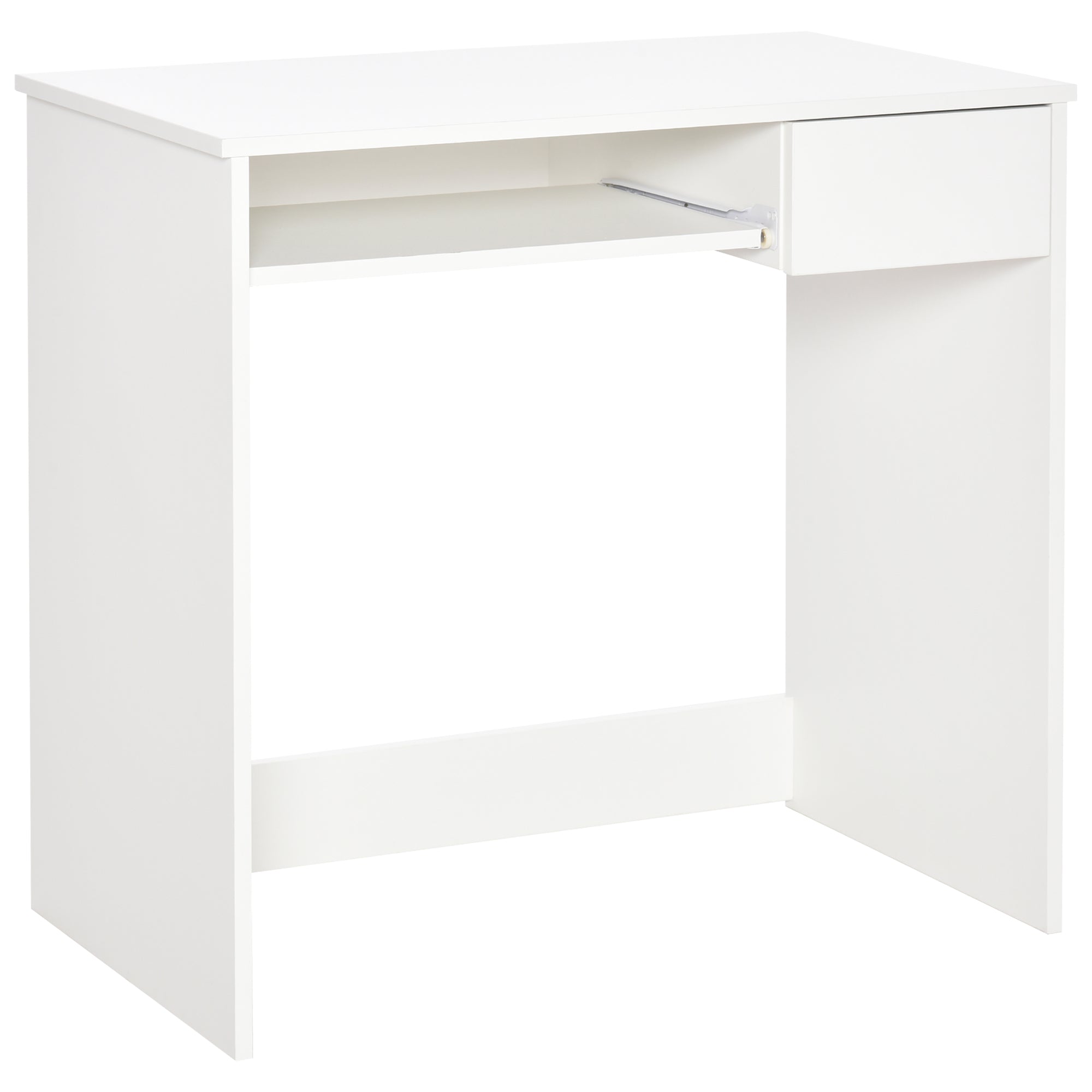 HOMCOM Office Desk, 80x45x75 cm Space-Saving Desk with Keyboard Tray, Document Drawer, White