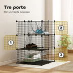 PawHut Cat Cage, Customizable 3-Tier Enclosure, 105cm, Black