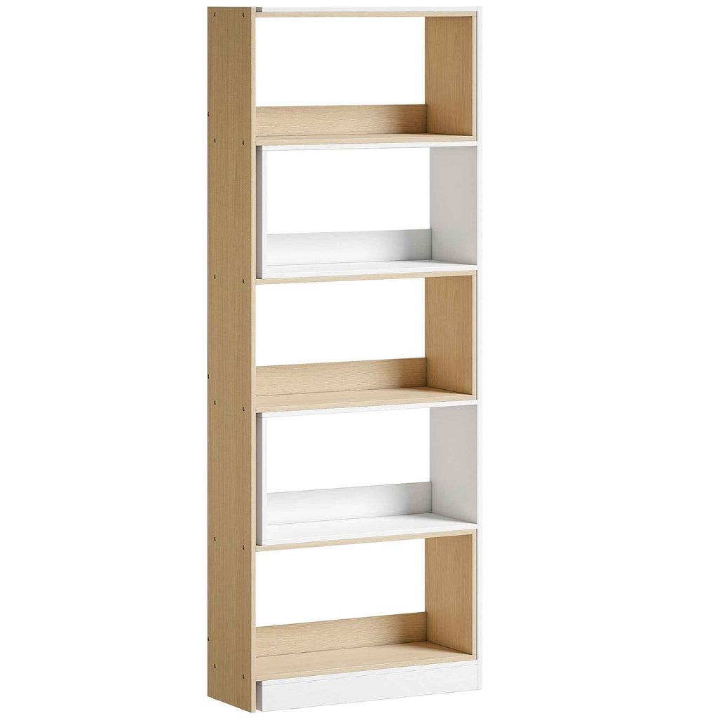 HOMCOM 5-Tier Corner Bookcase with Modular and Space-Saving Design, Made of Wood, 67x67x163.7 cm, Multicolored