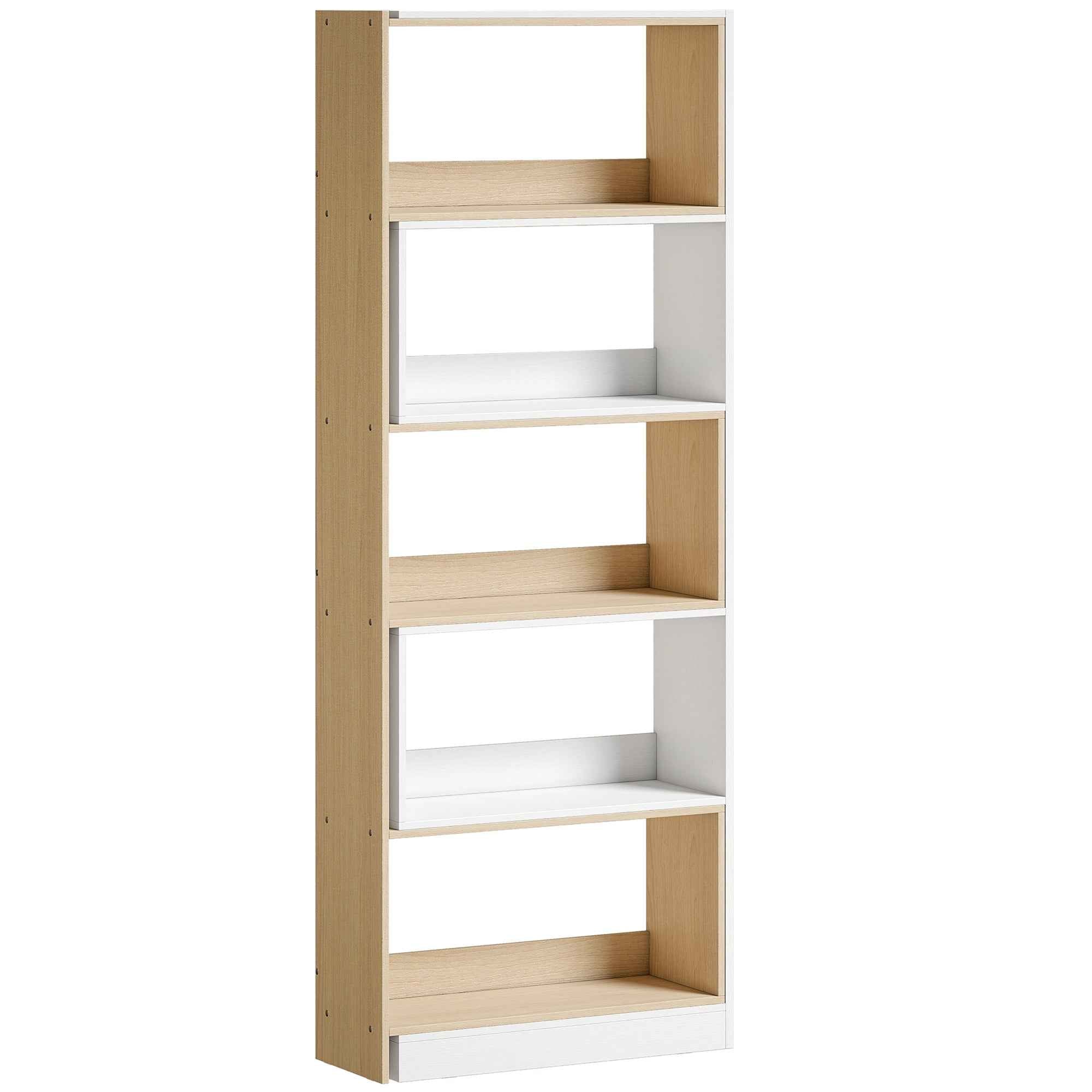 HOMCOM 5-Tier Corner Bookcase with Modular and Space-Saving Design, Made of Wood, 67x67x163.7 cm, Multicolored