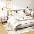 Set of 2 Nordic Style Bedside Tables with Drawer and Raised Base, Wooden, 40x40x50 cm, Oak Color