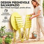 Outsunny Bistro Set, Folding Table and Chairs for 2, Garden, Yellow.
