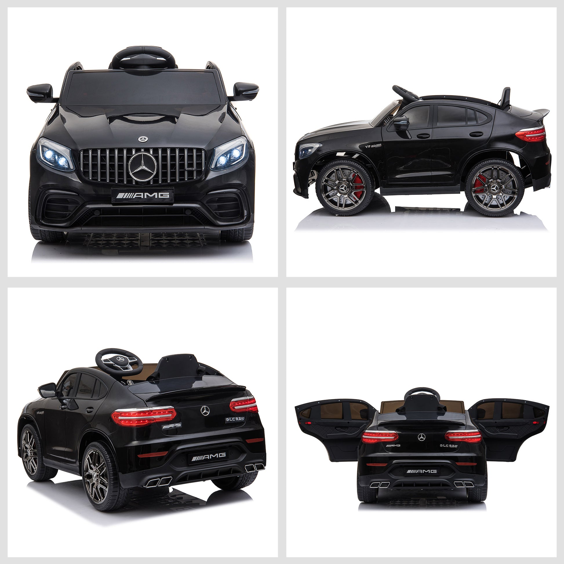 Electric Ride-On Car for Kids 3-5 Years Mercedes with Seat Belt and Remote Control, Black - Borgè