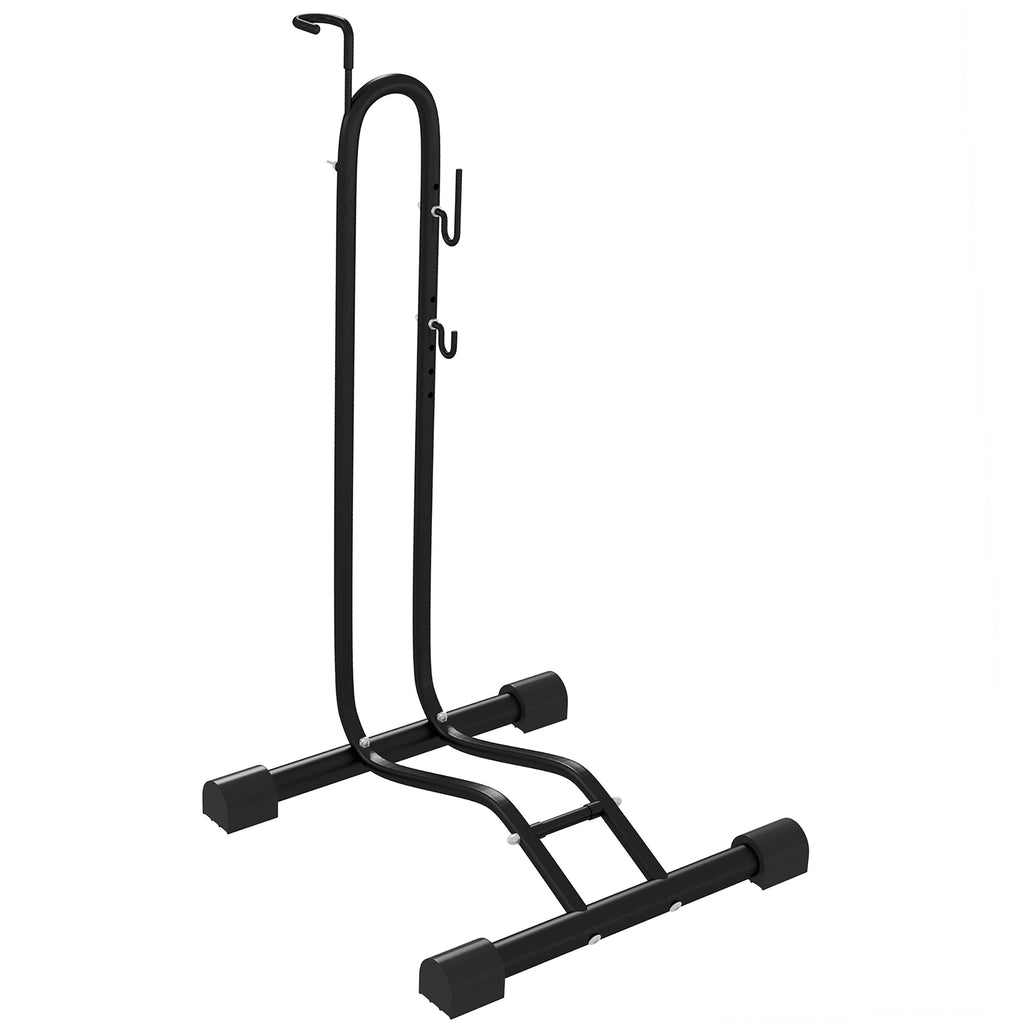 HOMCOM Bike Stand with Adjustable Hooks, Compatible with 24"-29" and 700c Bikes, for Garage, Indoor and Outdoor, Black