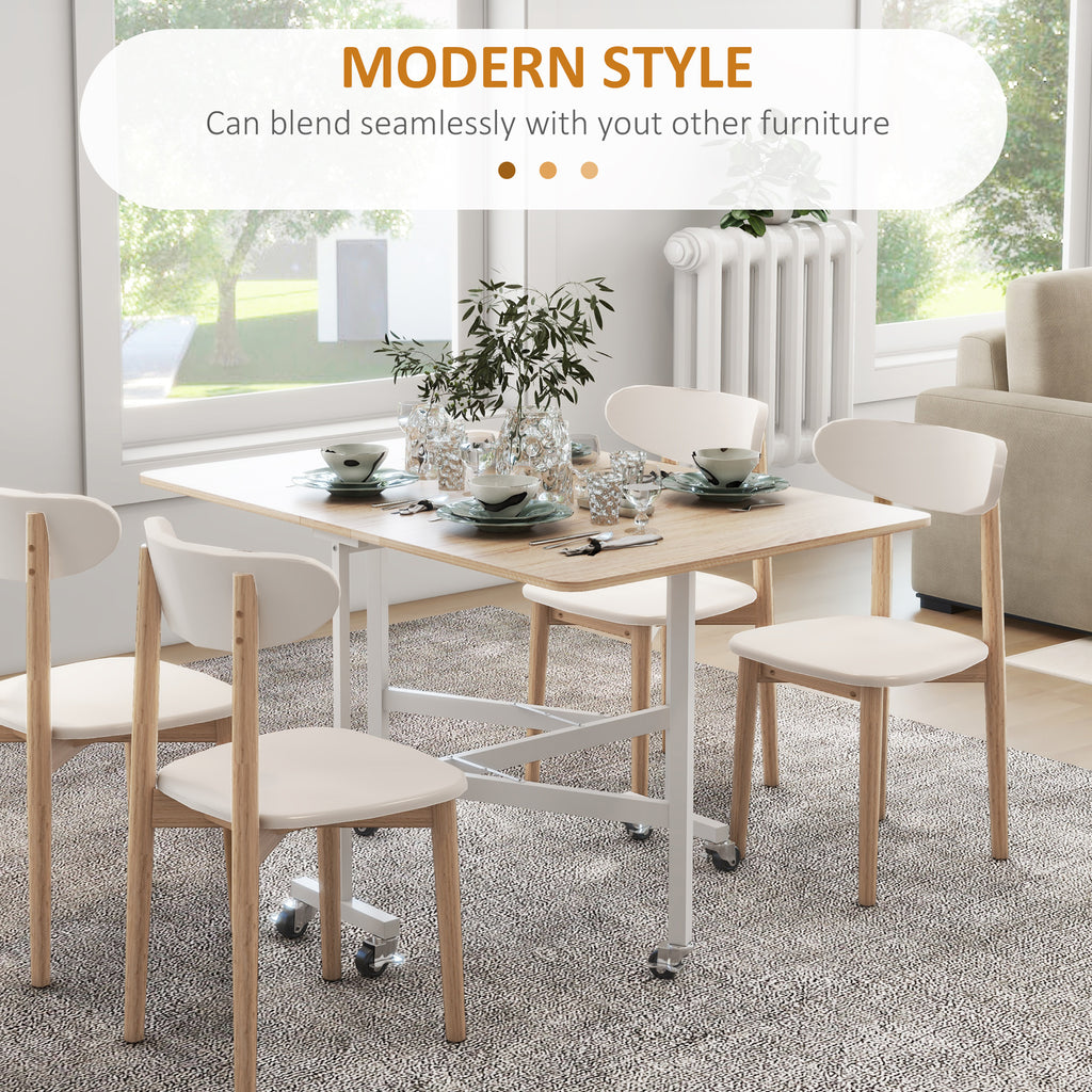 HOMCOM Modern Folding Table with 2 Leafs with Casters in MDF and Steel, 120x80x73cm, Brown - Borgè