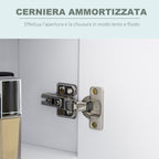 kleankin Bathroom Mirror Cabinet with 3 Cabinets, 3 Shelves and LED Light, 90x15x65 cm, White - Borgè