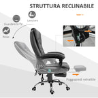 View of the massacle and reclining office armchair with adjustable heating and height, gray - Borgè