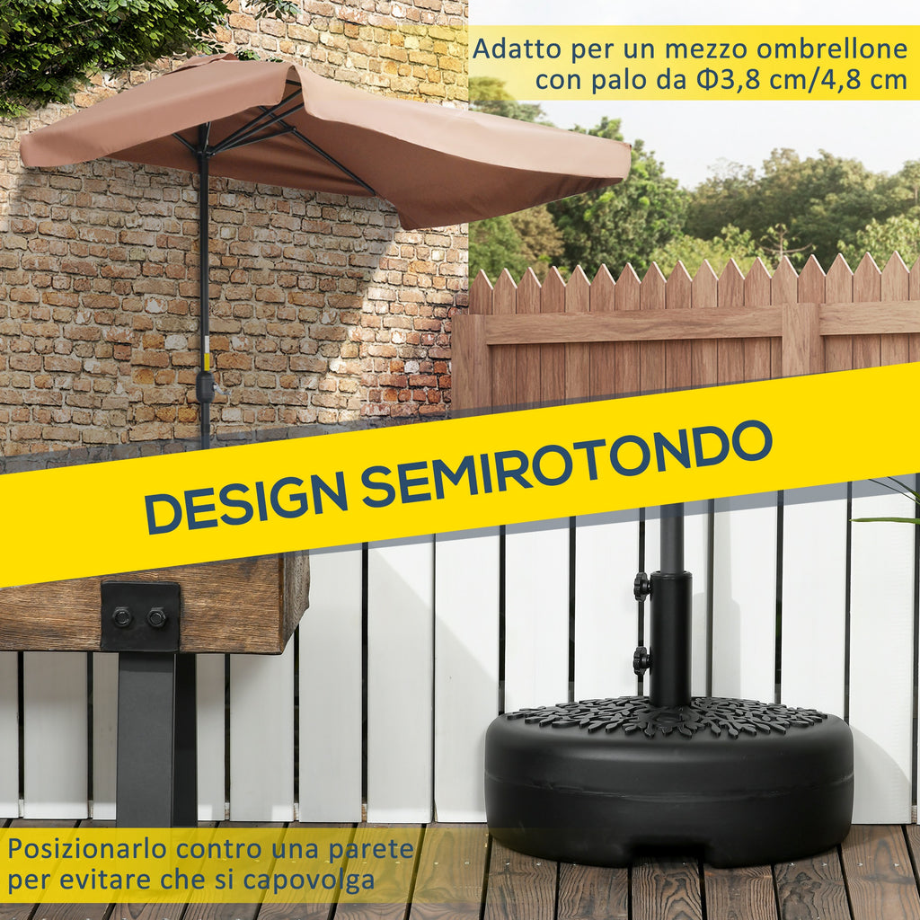 Semicircular Umbrella Base Fillable with Sand or Water for 38-48mm Poles, Black - Borgè