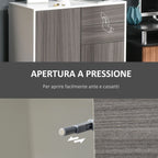 2-Drawer, 2-Door Cabinet, Push-Open, 2-Drawer, 2-Door Storage Unit for Home and Office, 79x36x74cm, Light Grey and White