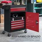 HOMCOM Tool Trolley 5 Drawers, Removable Box and Cabinet with Steel Key, Red - Borgè
