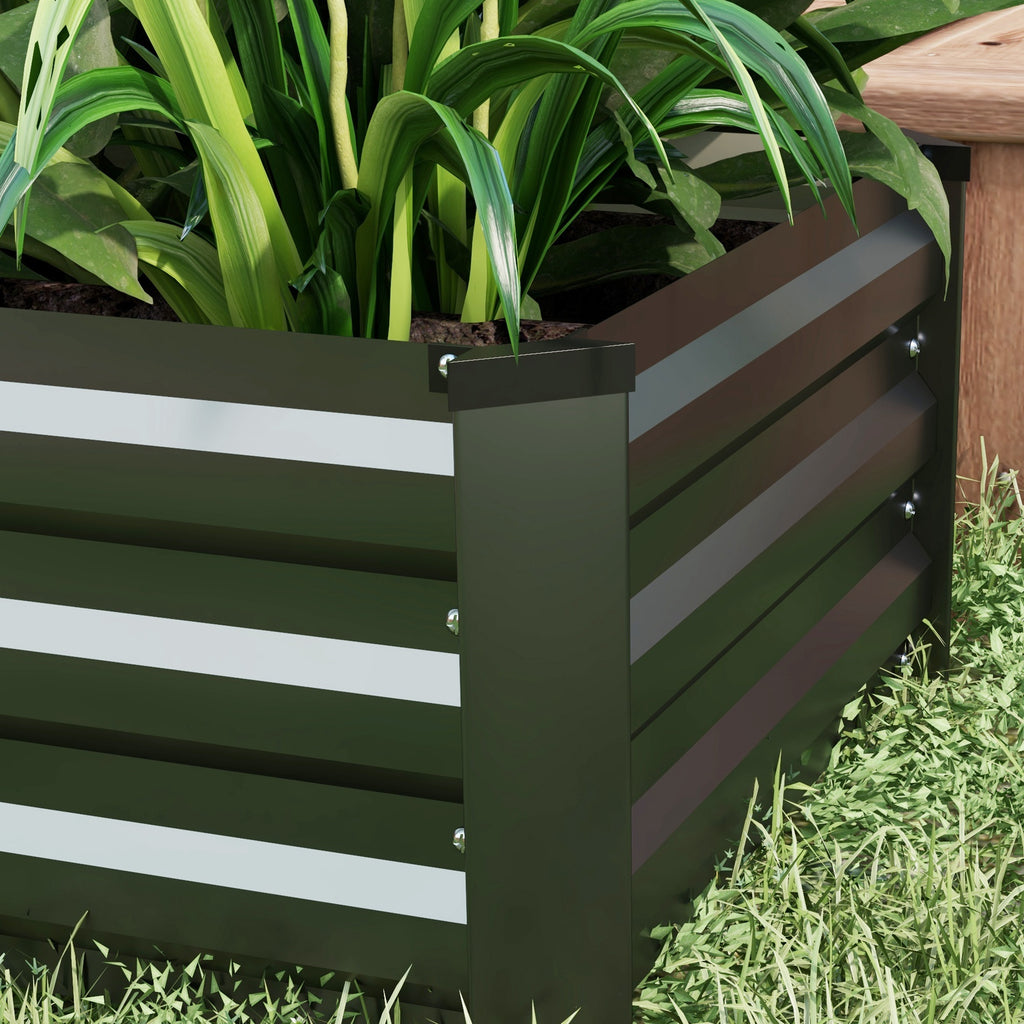 Outsunny Set of 2 Raised Garden Beds with Open Bottom in Galvanized Steel, 100x60x30cm, Grey
