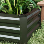 Outsunny Set of 2 Raised Garden Beds with Open Bottom in Galvanized Steel, 100x60x30cm, Grey