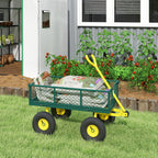 Outsunny Steel Garden Cart with 200 kg Capacity and Removable Side Walls, 104 x 54 x 51 cm, Green and Yellow