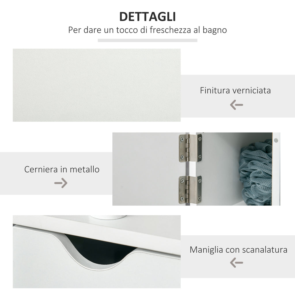 kleankin Bathroom Column with 2 Shelves and 2 Cabinets, Space-Saving Tall Cabinet 15.2x29.8x118 cm, White