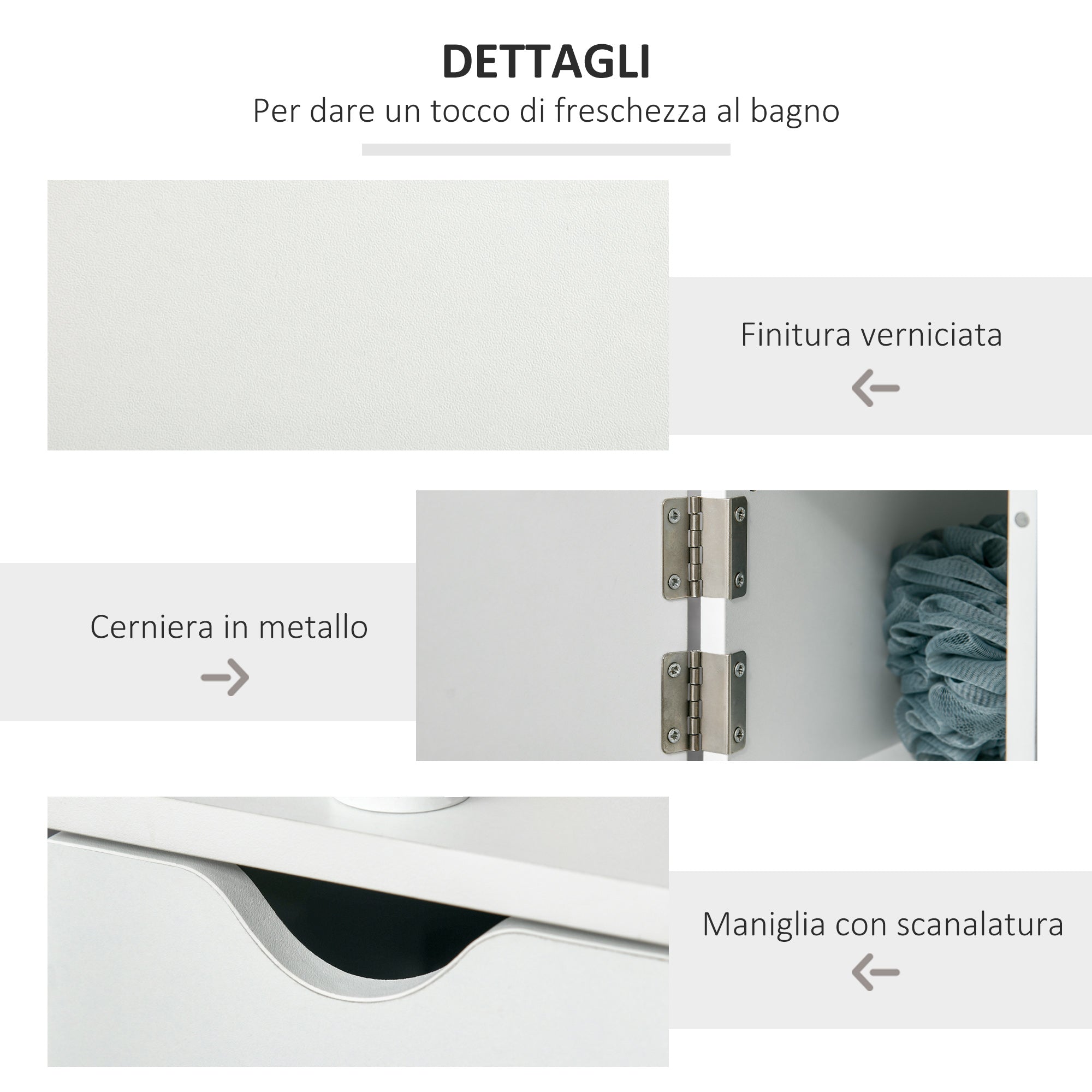 kleankin Bathroom Column with 2 Shelves and 2 Cabinets, Space-Saving Tall Cabinet 15.2x29.8x118 cm, White
