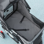 Folding Dog Stroller with Cup Holder and Basket, Steel and Polyester, 75x45x97 cm, Charcoal Grey