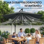 Outsunny Cantilever Umbrella with Cross Base, Metal and Polyester, 302x295x242 cm, Dark Grey