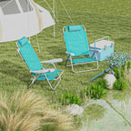 Set of 2 Folding and Reclining Camping Chairs on 6 Levels, in Aluminum and Foam, 62x65x80 cm, Gray to Light Blue