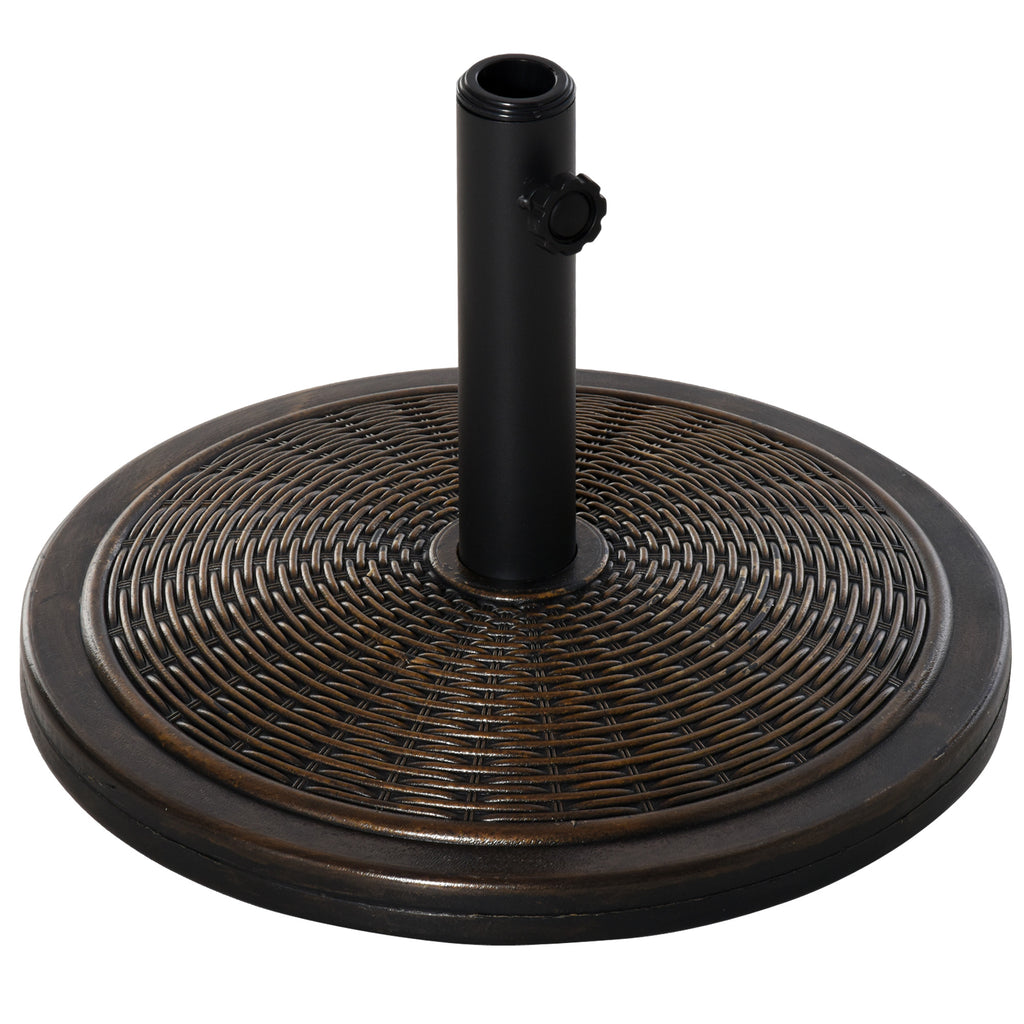 14kg Concrete and Plastic Umbrella Base with Rattan Effect Ø48x34cm, Bronze
