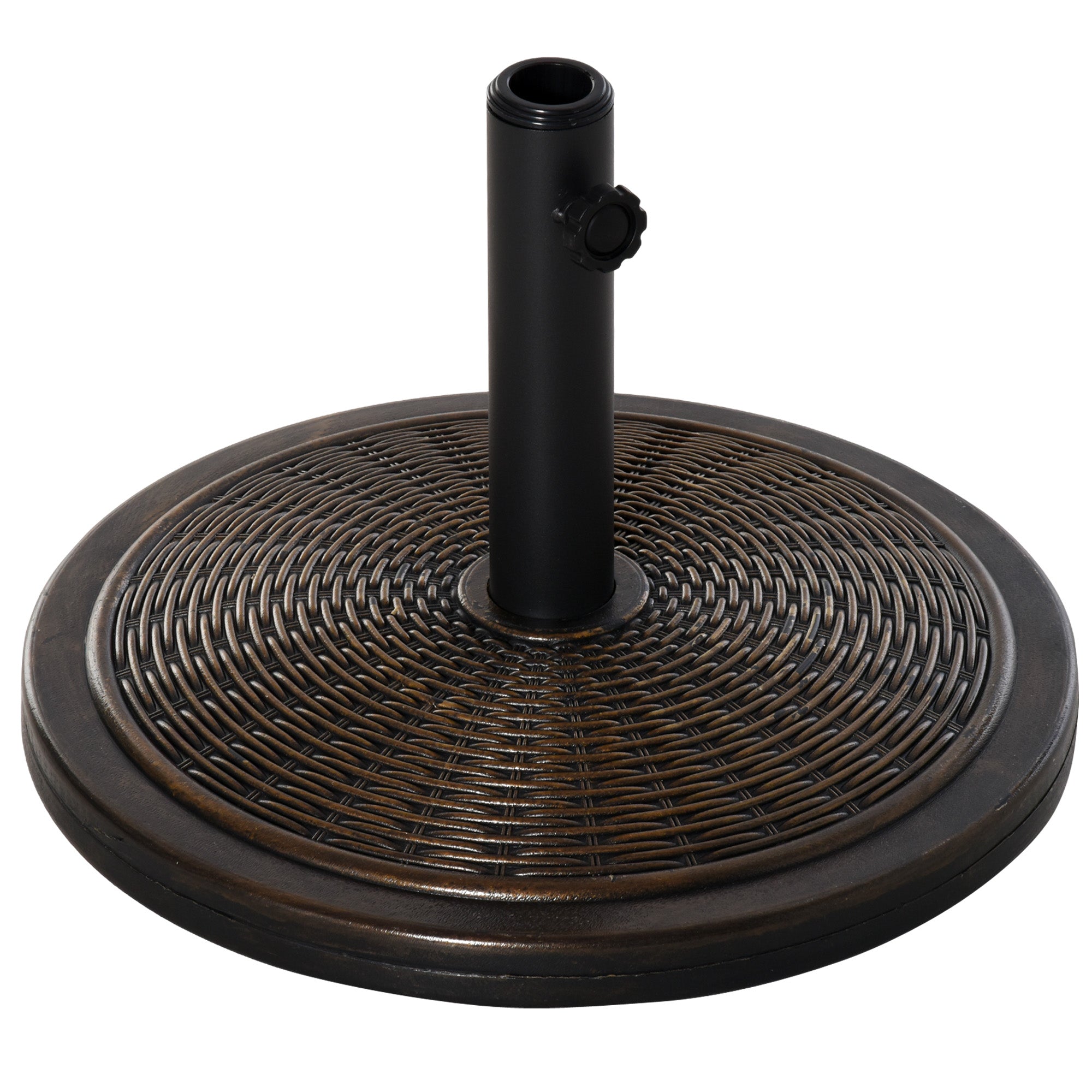14kg Concrete and Plastic Umbrella Base with Rattan Effect Ø48x34cm, Bronze