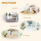 PawHut Extendable Freestanding Wooden Dog Gate for Small and Medium Dogs, 102-183x57x70 cm, White