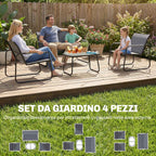 Outsunny 4-Piece Garden Set with 2-Seater Sofa, 2 Chairs and Coffee Table, Grey Metal Frame