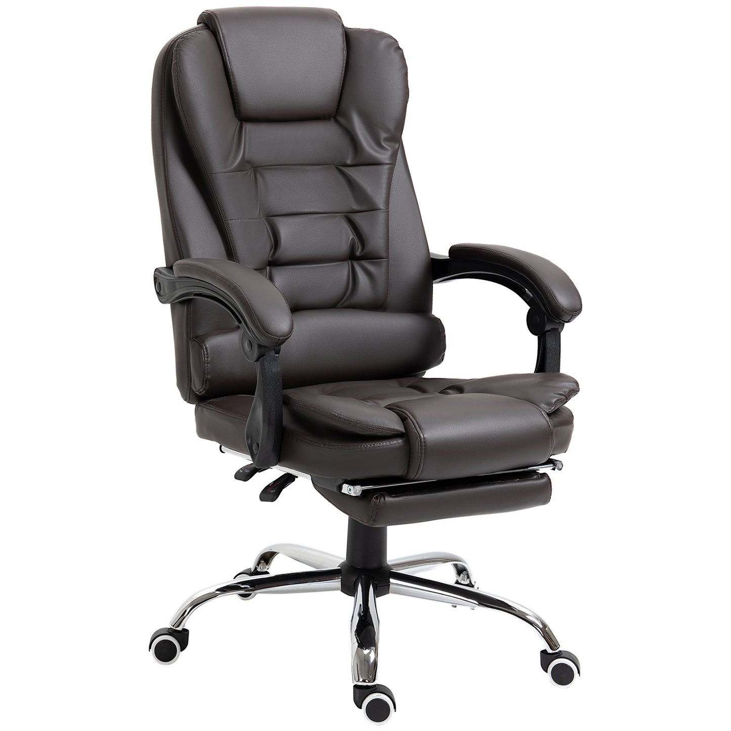 HOMCOM Presidential Style Reclining Office Chair with Footrest, 64.5x69x109-117 cm, Coffee color