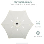 Outusnny Garden Umbrella 2x2m Round with Central Aluminum Pole, Beige - Borgè