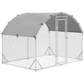 PawHut Galvanized Metal Chicken Run with Roof and UV Cover, 280x190x197 cm, Silver