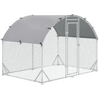 PawHut Galvanized Metal Chicken Run with Roof and UV Cover, 280x190x197 cm, Silver