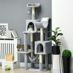 Pawhut for cats with hammocks, cot and 2 houses, in chipboard and plush, 55x49x177 cm, gray and white - Borgè