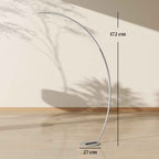 HOMCOM 172cm Tall LED Arc Floor Lamp with Remote Control and Dimmable Dimming, Silver