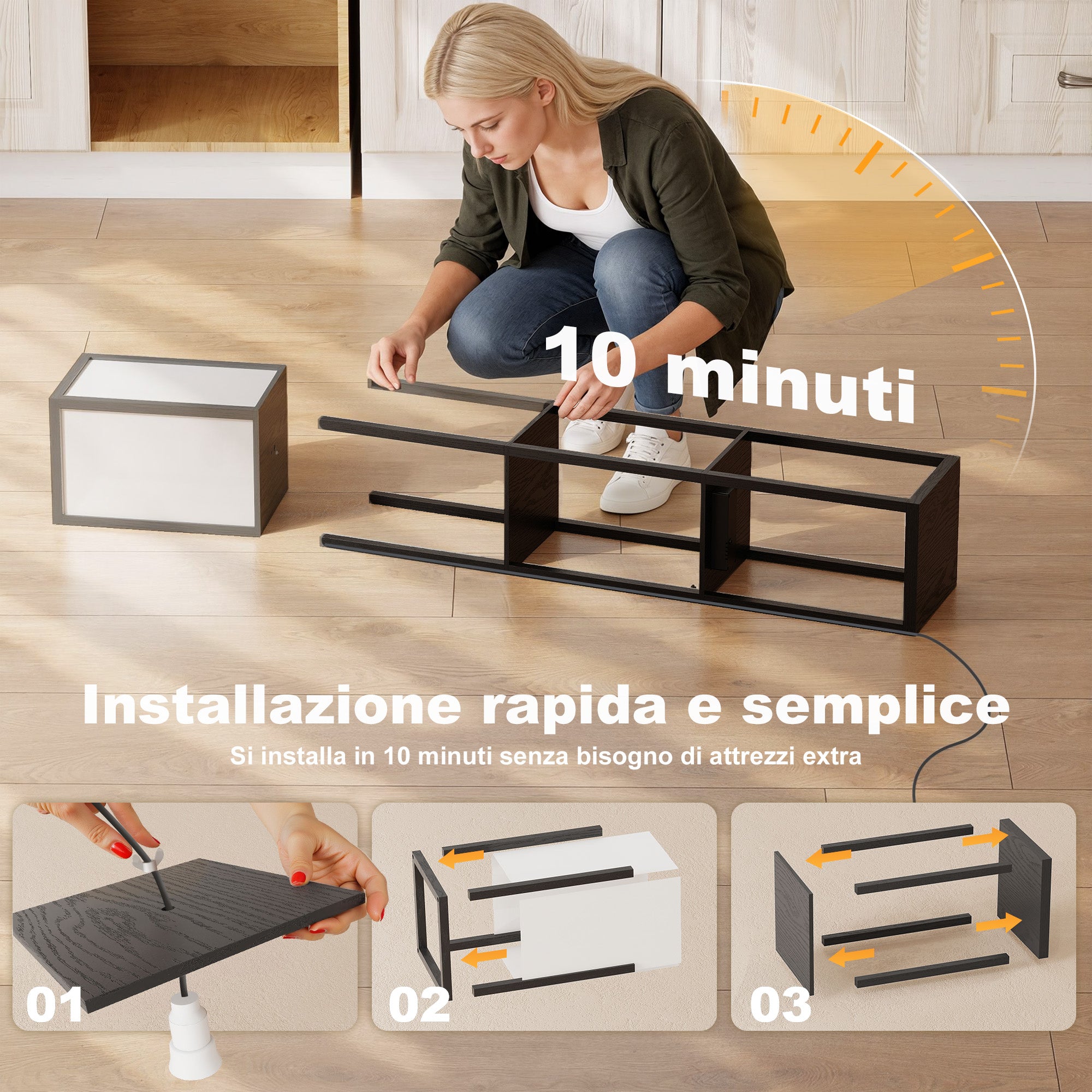 HOMCOM Floor Lamp with Shelves, Dimmable Light, Foot Switch and USB Ports, Black