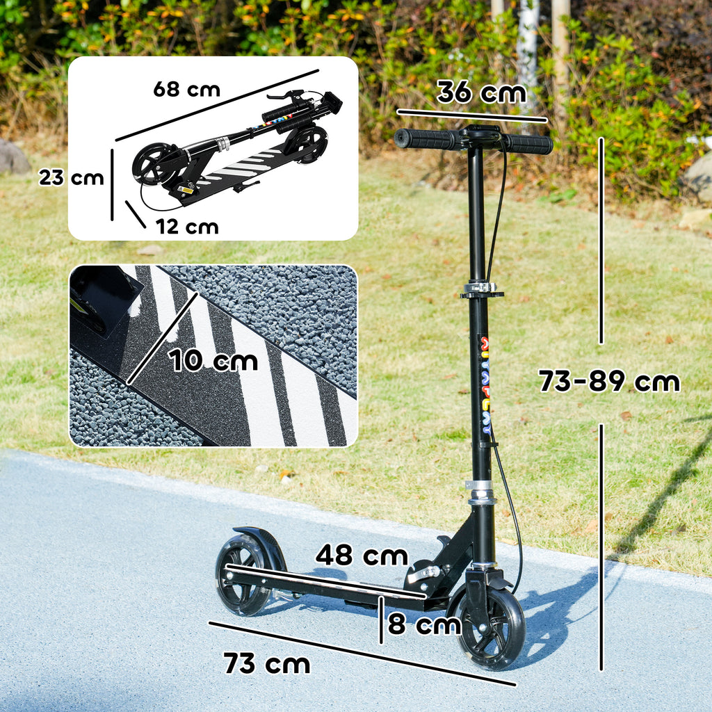 AIYAPLAY Scooter for Kids Ages 3-8 with Light-Up Wheels, Adjustable Handle and Rear Brake, Black