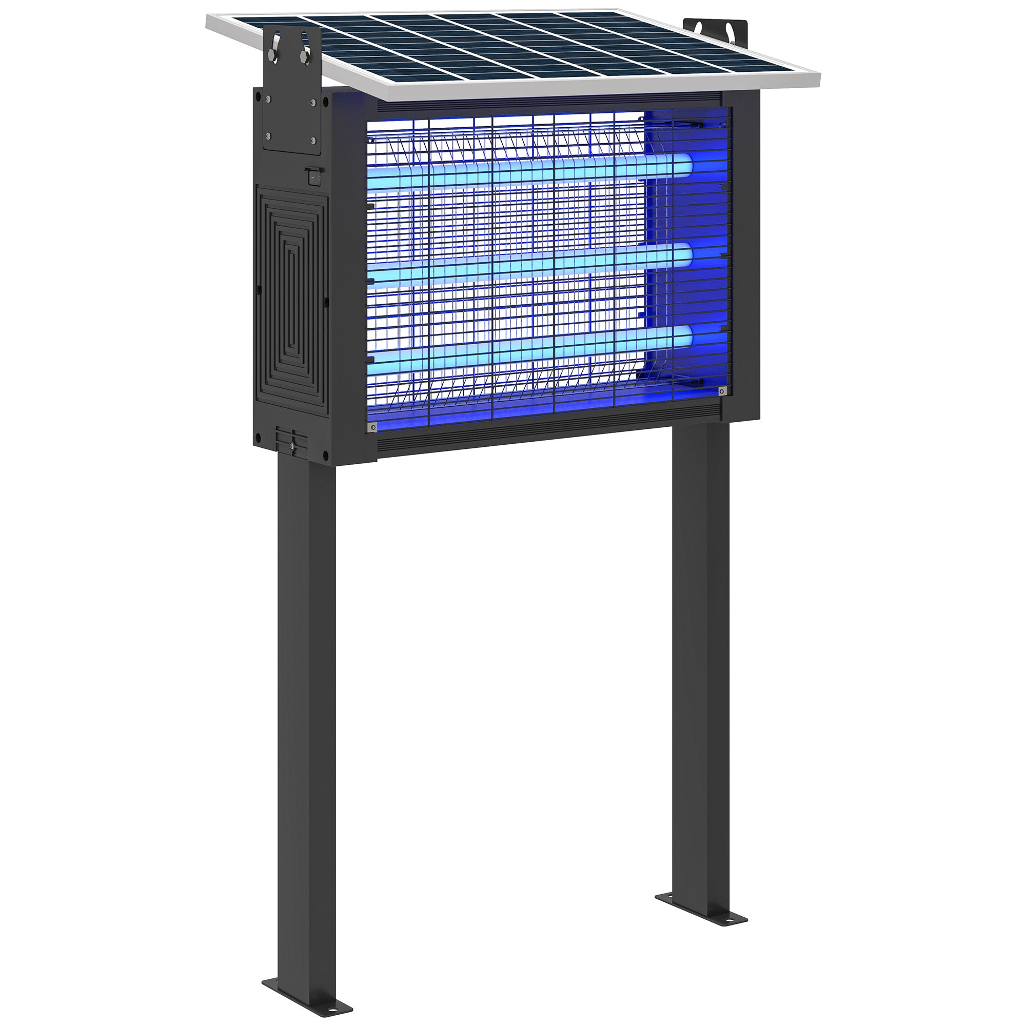 Solar Powered Outdoor Mosquito Killer Lamp with 60 LEDs and Protective Net, Black